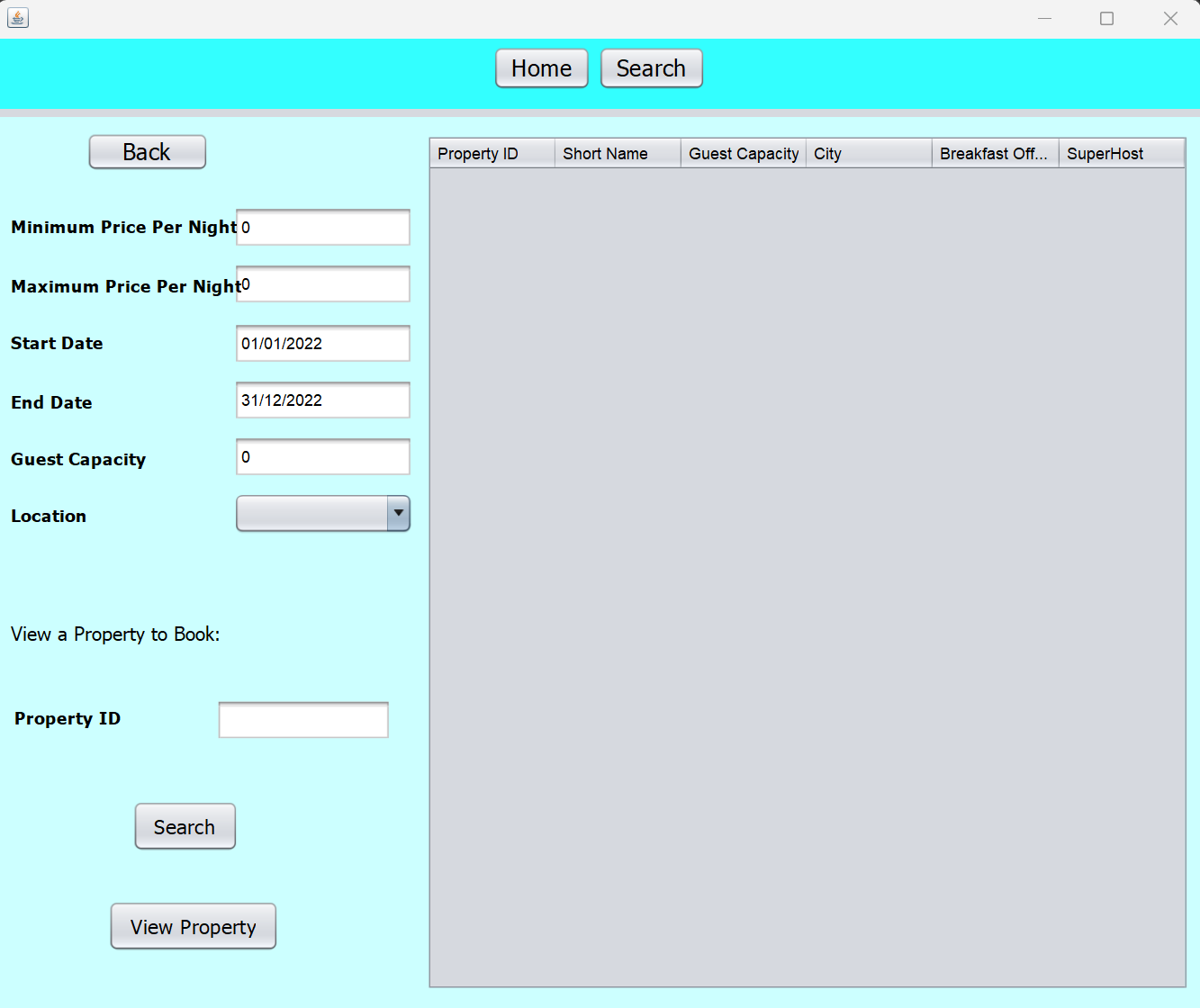 Filter properties Page